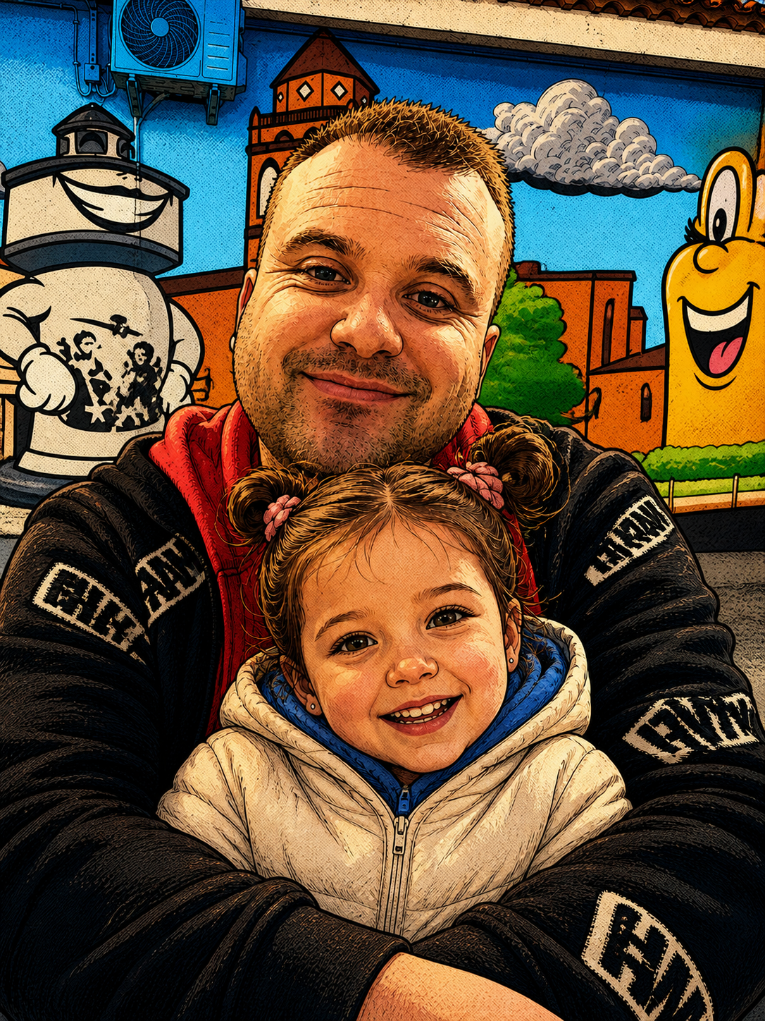 Blas Gómez con su hija